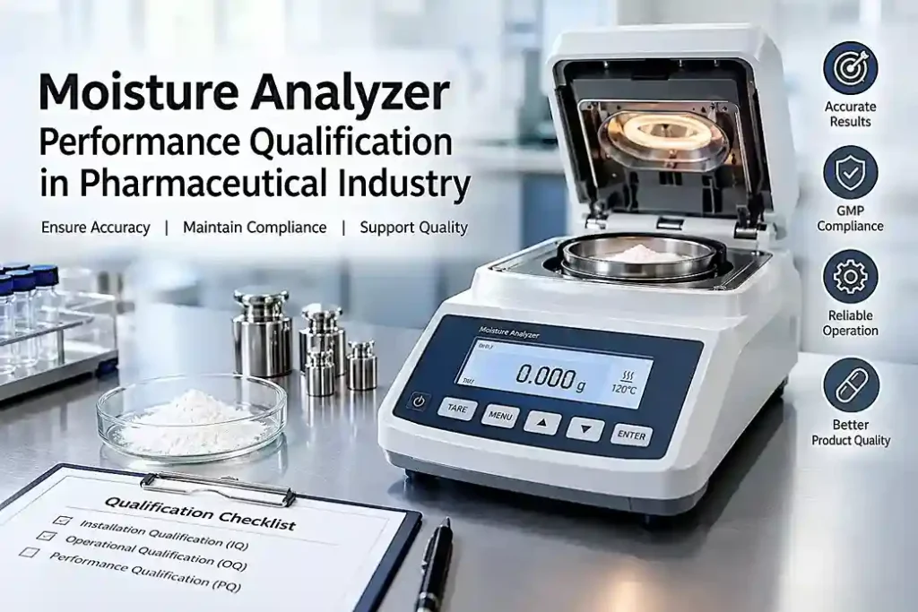 Moisture Analyzer Performance Qualification in a pharmaceutical laboratory